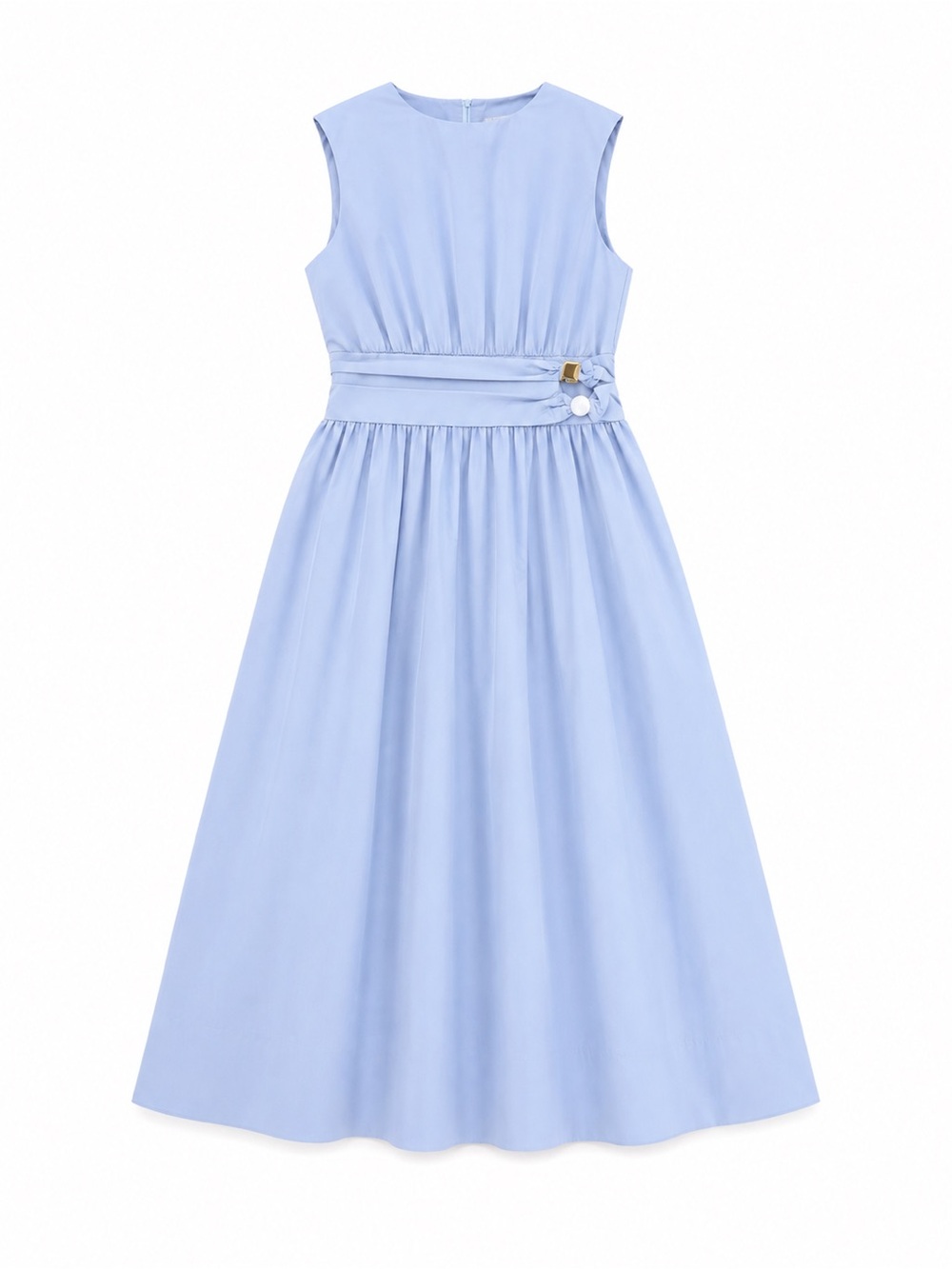 Light Blue Sleeveless Maxi Dress with Waist Detail - Picture 2 of 7